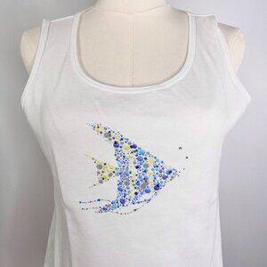 Karen Scott - White Glitter Fish Camisole T-Shirt